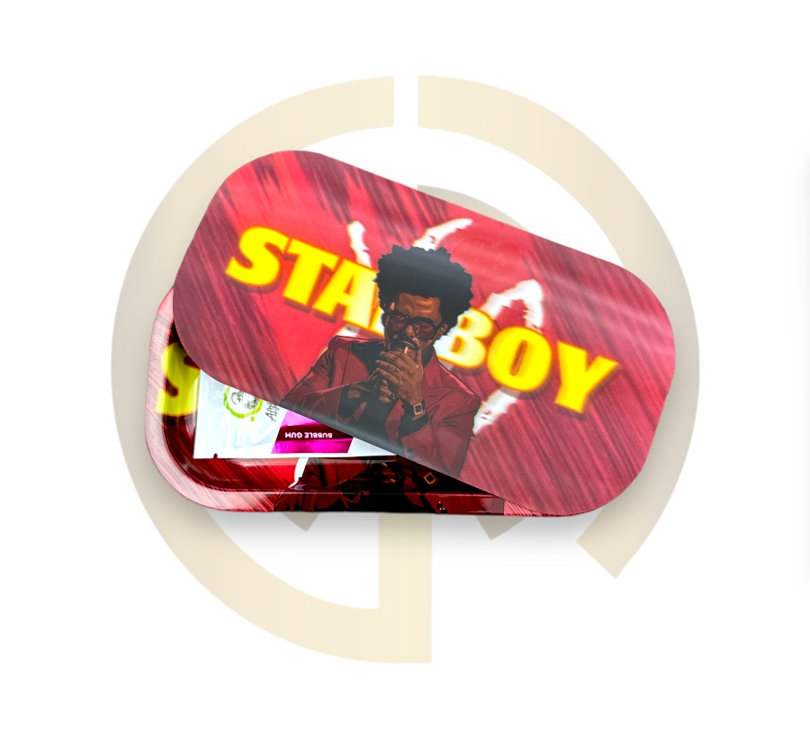 Slim Metal Rolling Tray w/ 3D Magnetic Lid - Star Guy