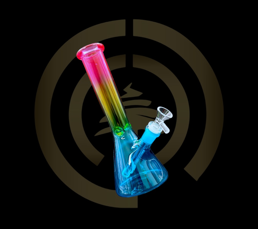Glass Water Pipe - Multi Rasta Beaker (10")