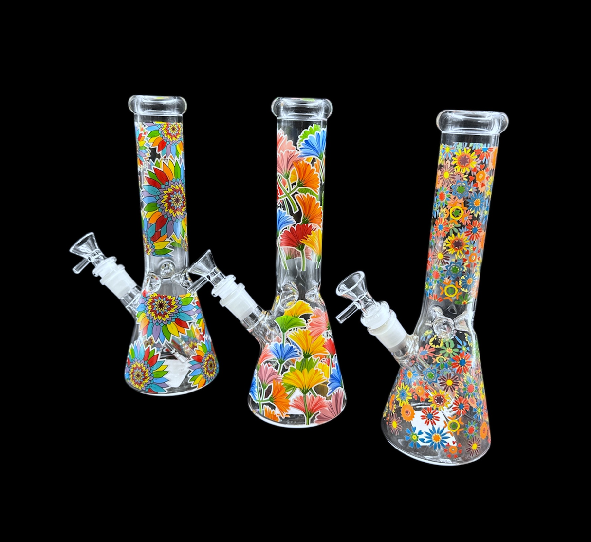 Glass Water Pipe - Flower Mix (10")
