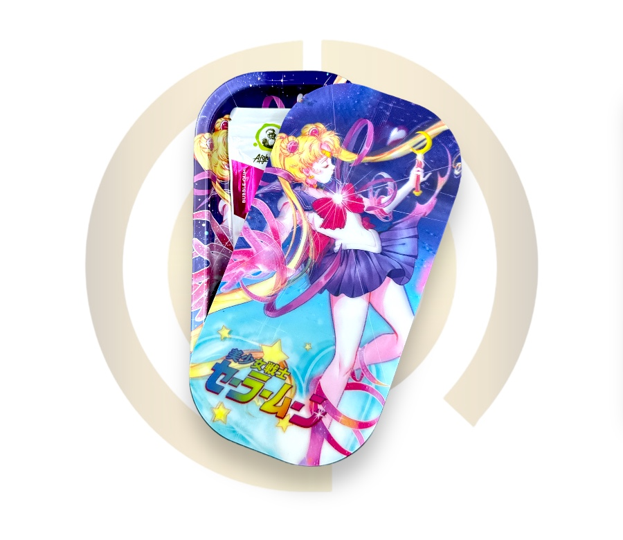 Slim Metal Rolling Tray w/ 3D Magnetic Lid - Moon Girl
