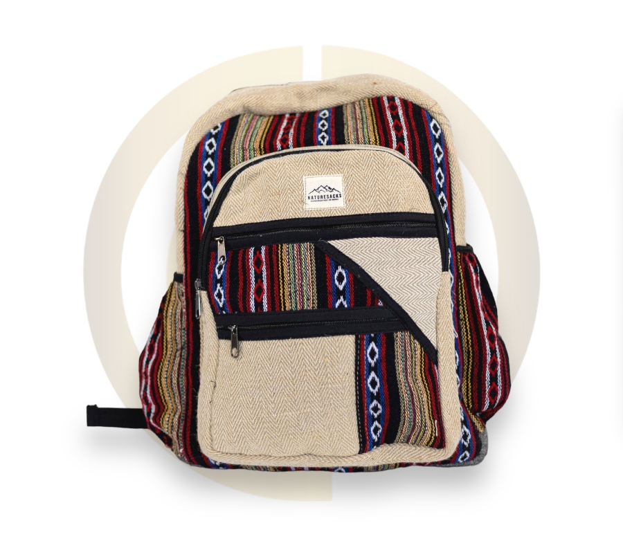 Nature Sacks - Handcrafted Hemp Backpack - Red Design