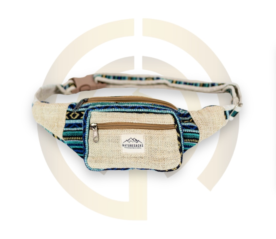 Nature Sacks - Handcrafted Hemp Fanny Packs - Blue