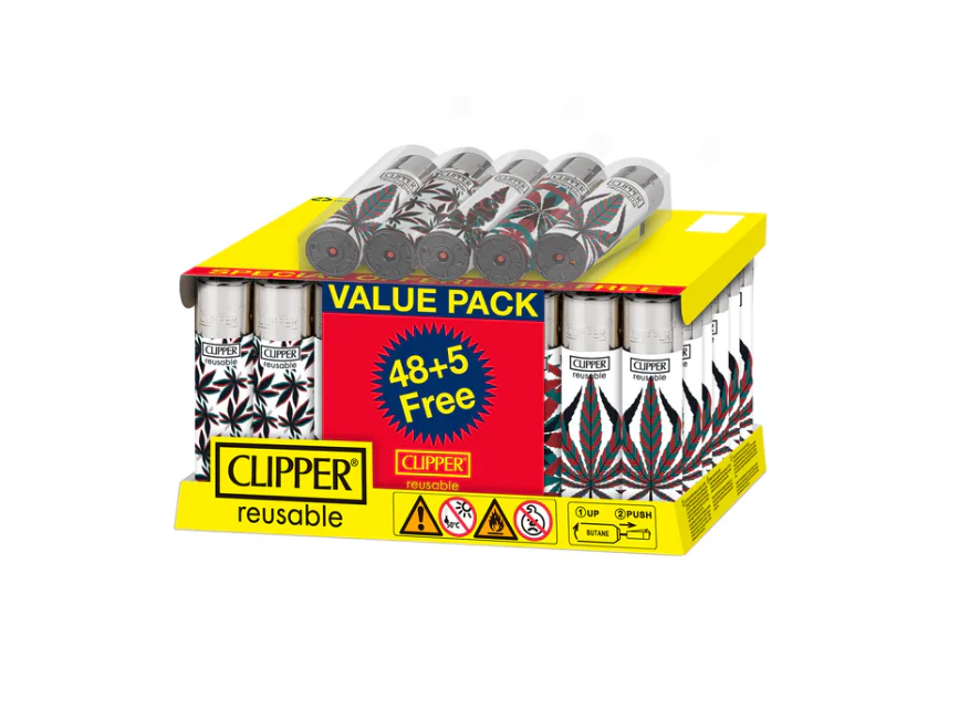 Clipper Lighters - Neon Leaves + 5 Free (53pcs)