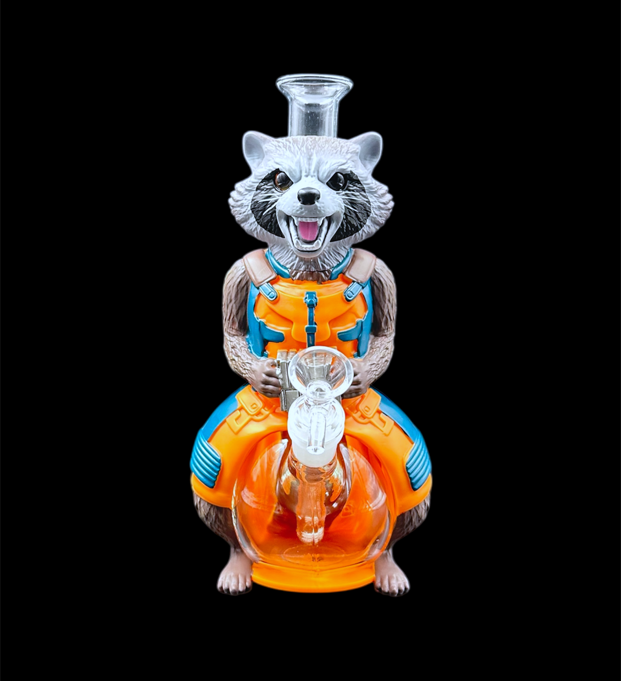 Glass Water Pipe - Raccoon (11")