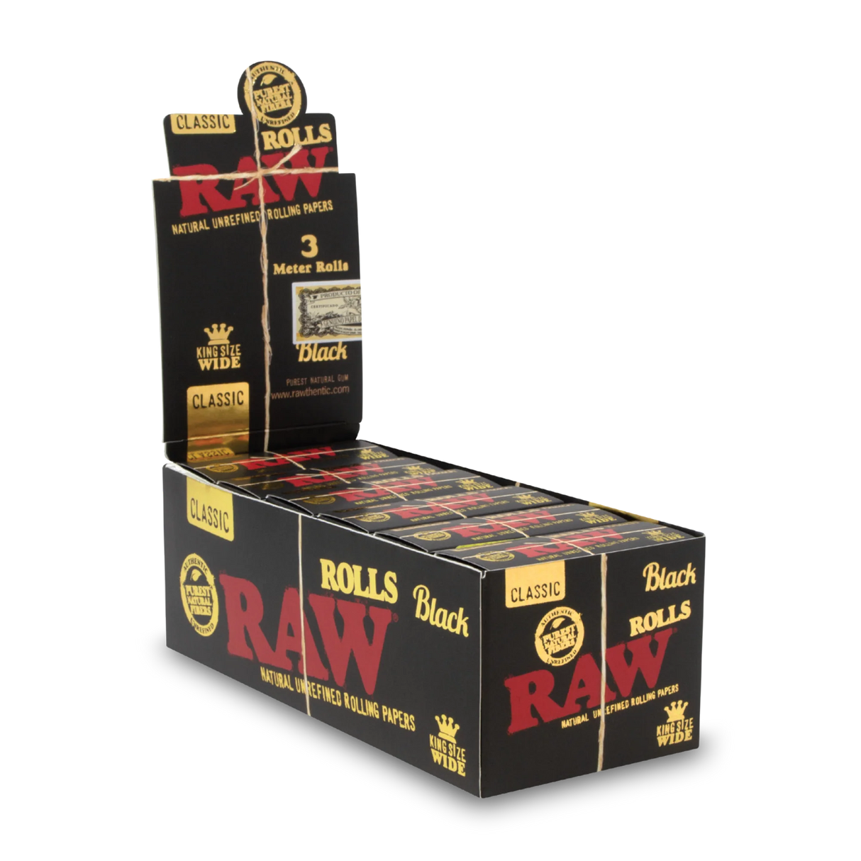 RAW - Black King Size Wide 3 Meter Rolls (12 packs)