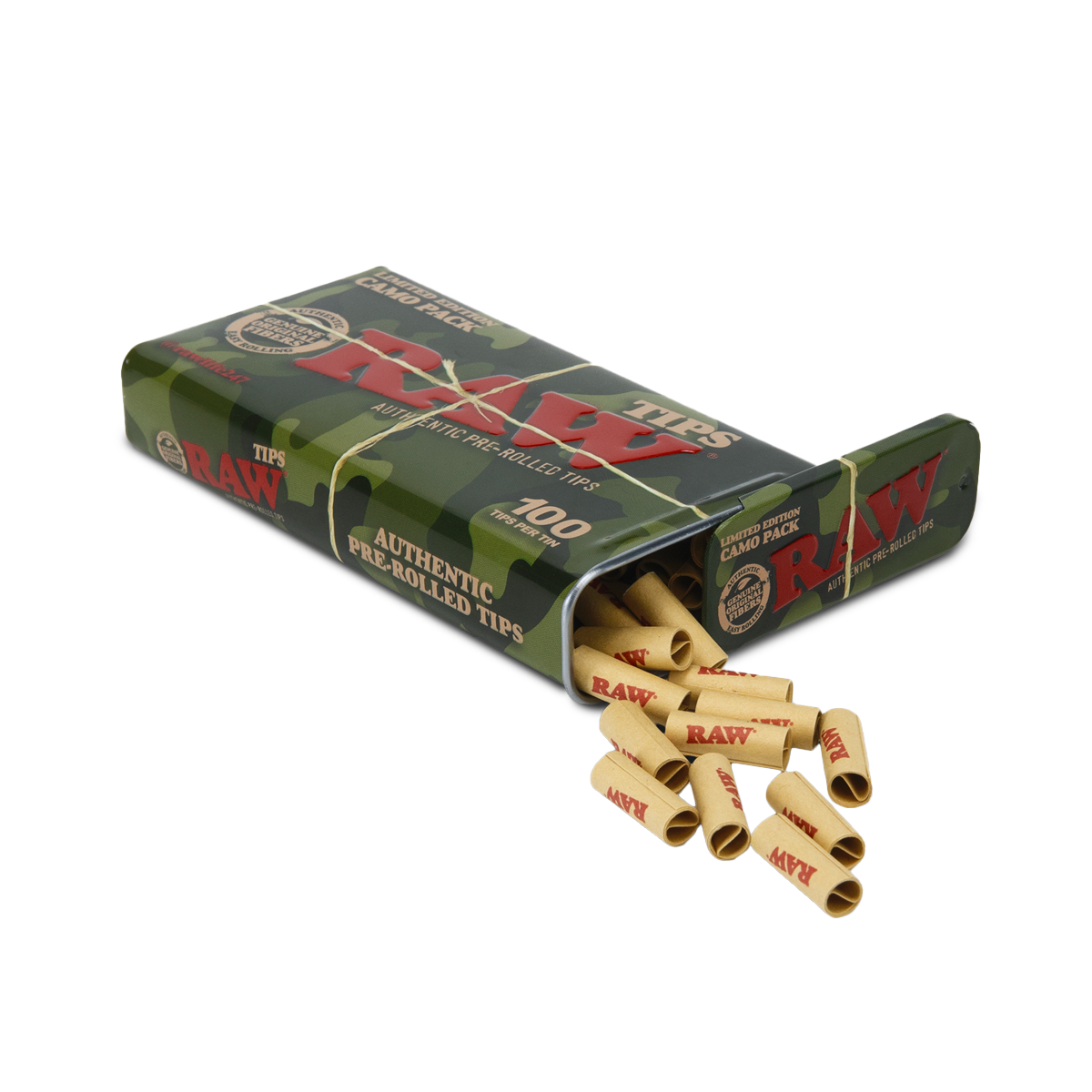 RAW - Camo Pre Rolled Tips in Tin (6 pack)(Limited Edition)