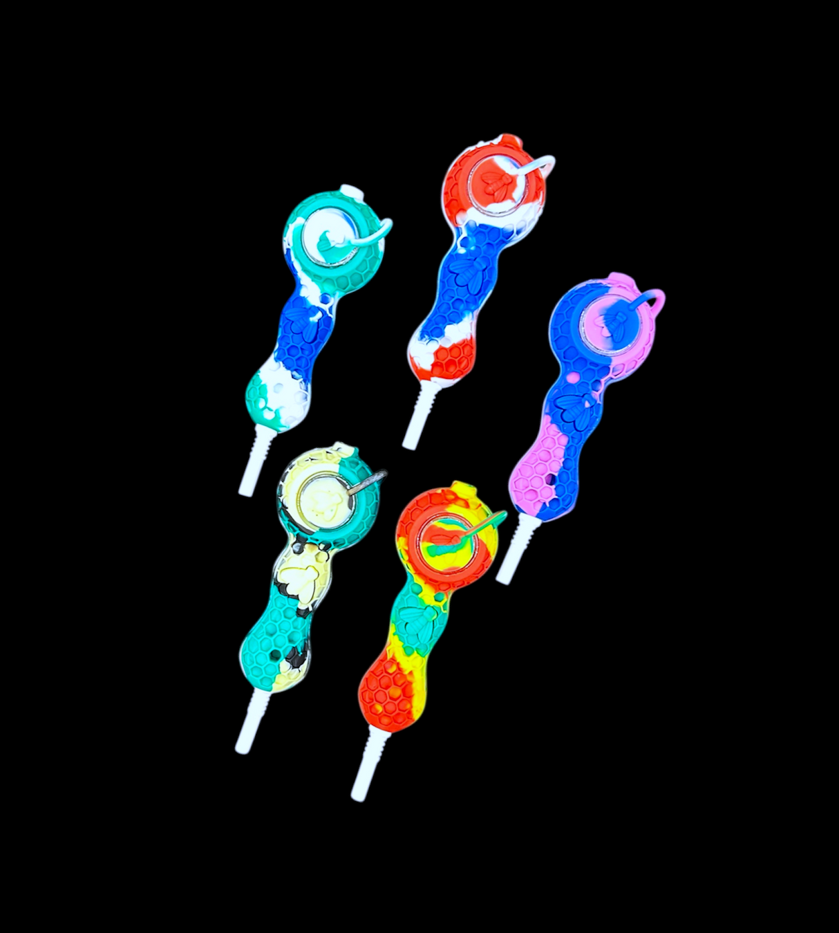 Silicone Hand Pipe w/ Nectar Collector - Honey Comb (4.5")