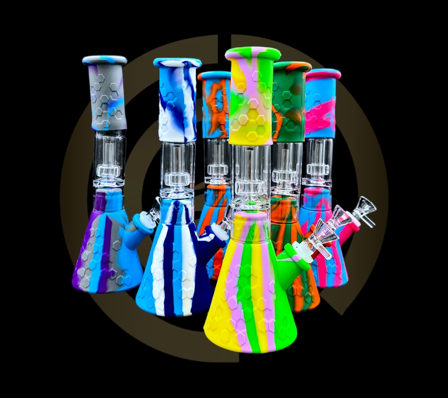 Silicone Water Pipe - Hybrid Honeycomb Stamp Beaker (10.5")
