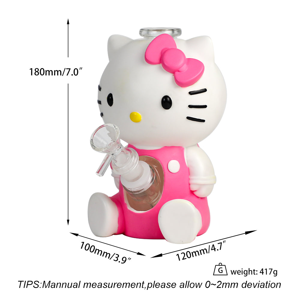 Glass Water Pipe - Kitty (7")