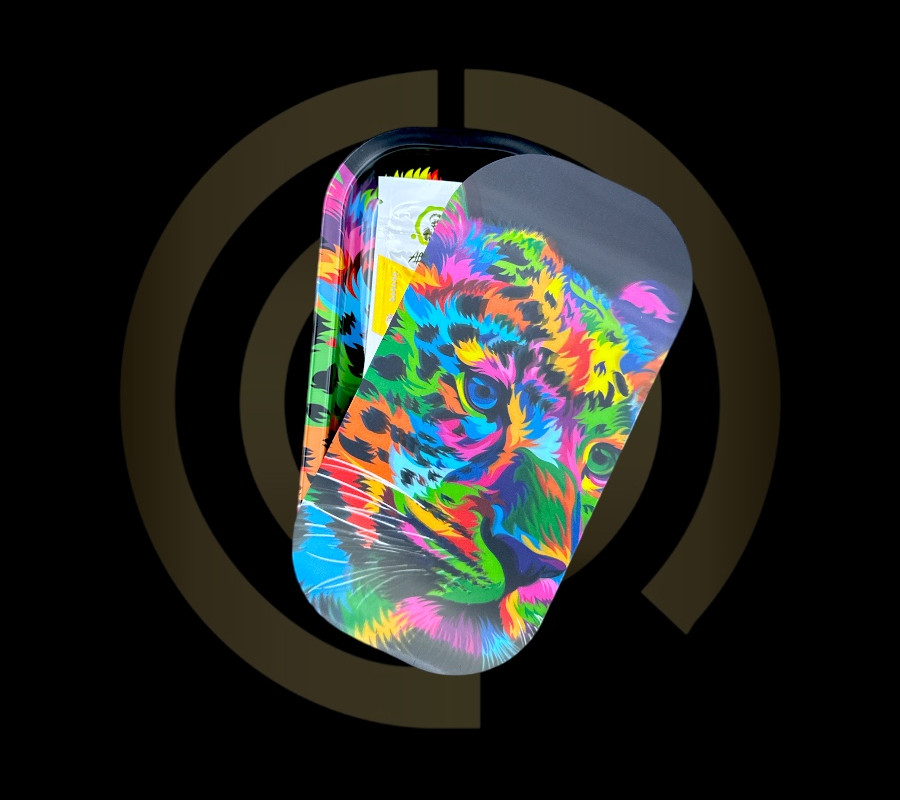 Slim Metal Rolling Tray w/ 3D Magnetic Lid - Cougar