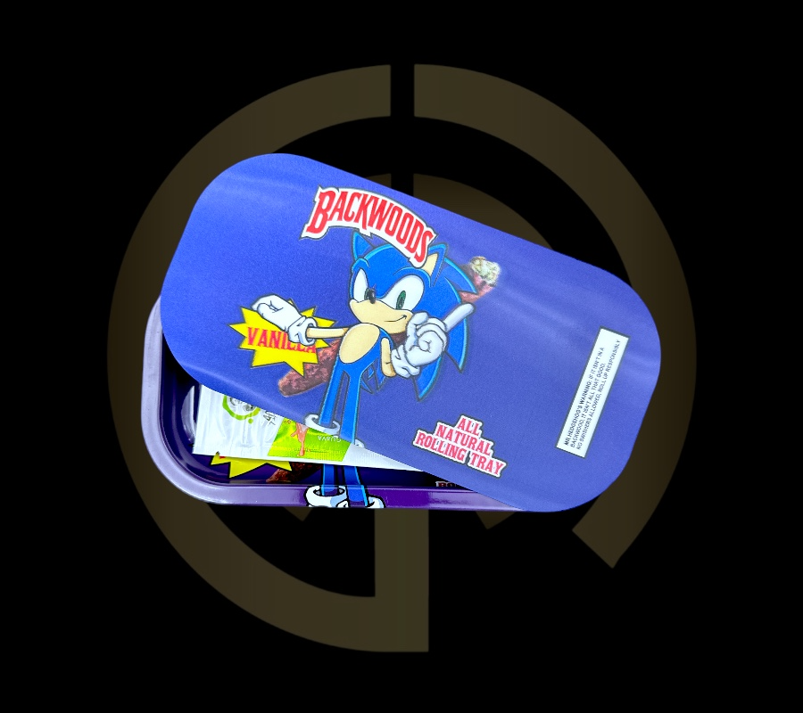 Slim Metal Rolling Tray w/ 3D Magnetic Lid - Speedy Blue