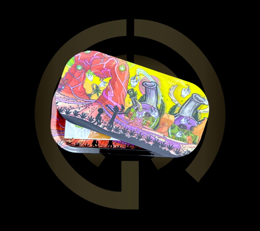 Slim Metal Rolling Tray w/ 3D Magnetic Lid - Uncles World