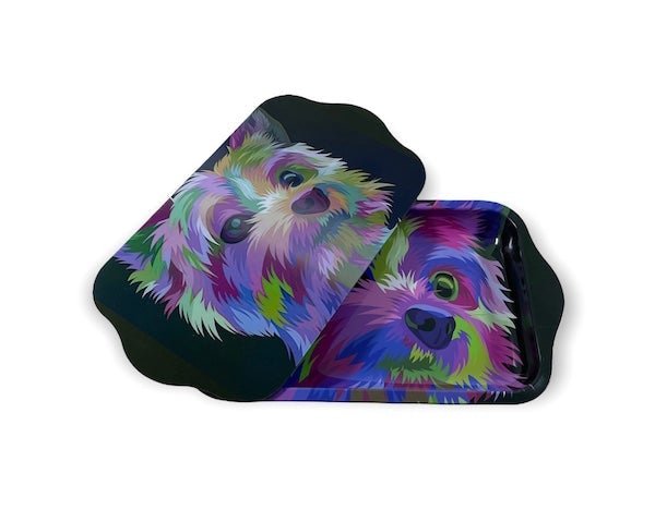 Metal Rolling Tray w/ 3D Magnetic Lid - Little Puppy