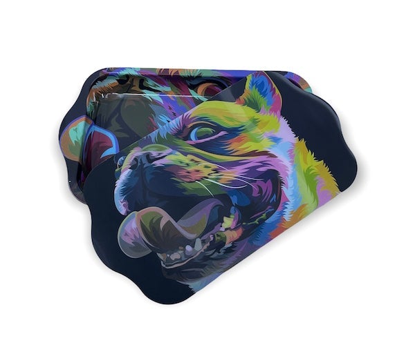 Metal Rolling Tray w/ 3D Magnetic Lid - Smiley Dog