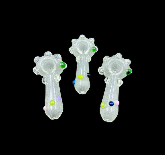 Glow in the Dark Glass Hand Pipe - Pebbles (5")