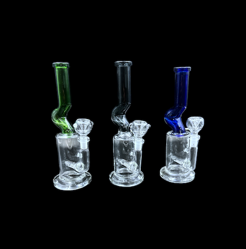 Glass Water Pipe - Colored Zag (9")