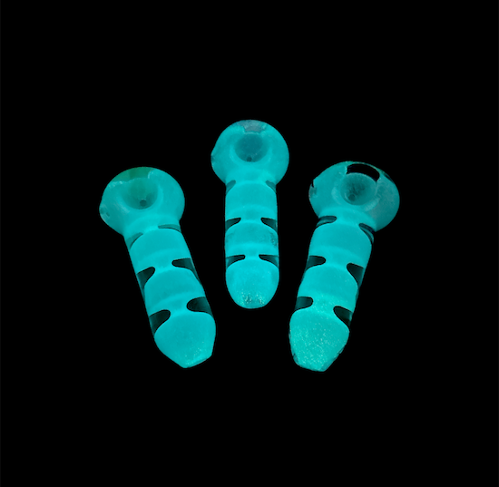 Glow in the Dark Glass Hand Pipe - Warped (4.25")