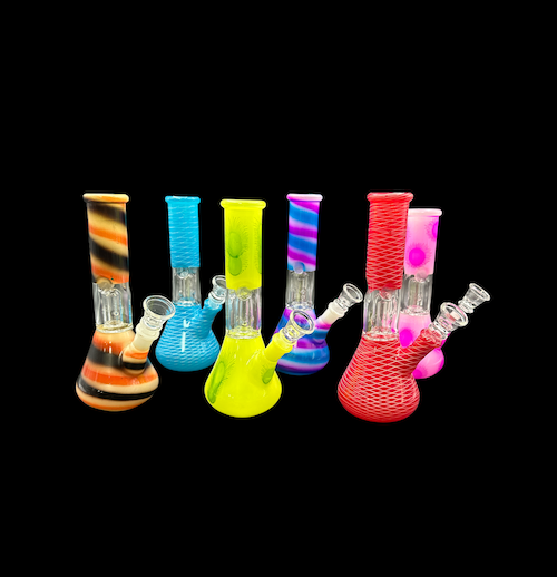 Glass Water Pipe - Rainbow (8")
