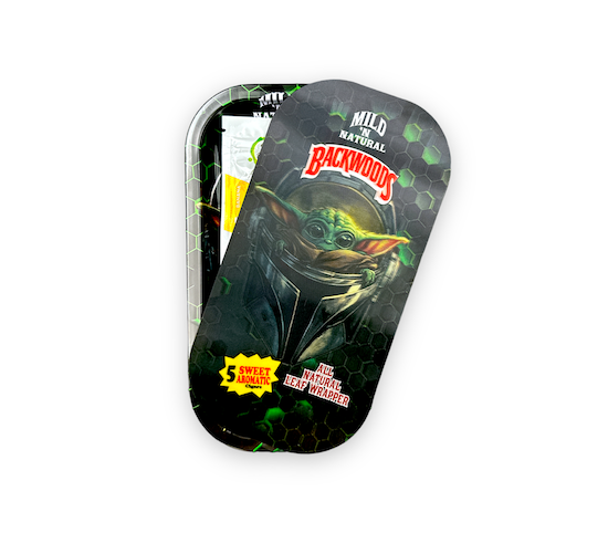 Slim Metal Rolling Tray w/ 3D Magnetic Lid - Helmet Baby