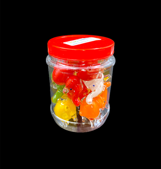 Glass Hand Pipe Jar - Mini Elephant (3")(12ct)