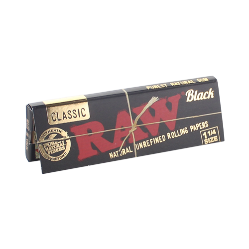 RAW - 1 1/4 Black Classic Natural Unrefined (24 packs)