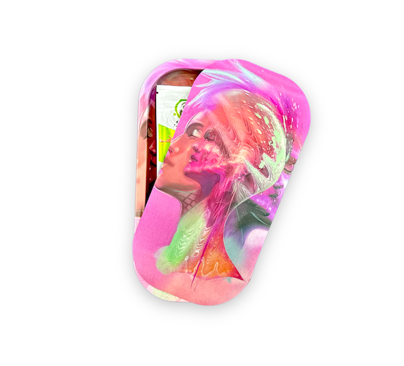 Slim Metal Rolling Tray w/ 3D Magnetic Lid - Pink Bliss