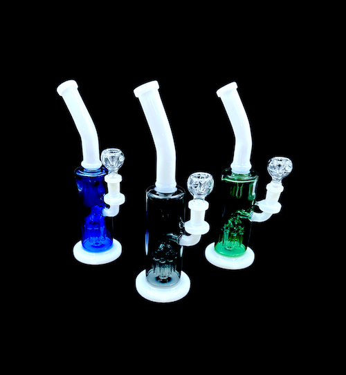 Glass Water Pipe - White Handle (10")
