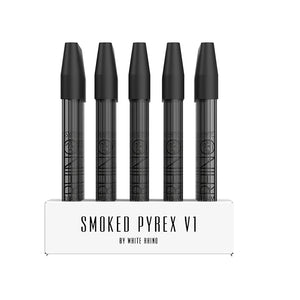 White Rhino - Premium Smoked Pyrex V1 Dab Straw With Silicone Cap (25ct)