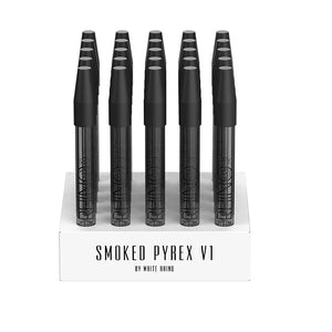 White Rhino - Premium Smoked Pyrex V1 Dab Straw With Silicone Cap (25ct)