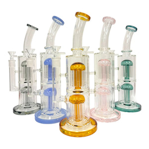 Glass Water Pipe - Double Colored Jelly Perc (12")