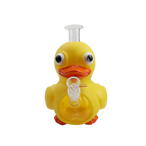 Glass Water Pipe - Yellow Duck (9")