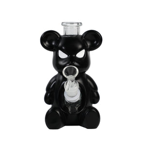 Glass Water Pipe - Black Bear (7")