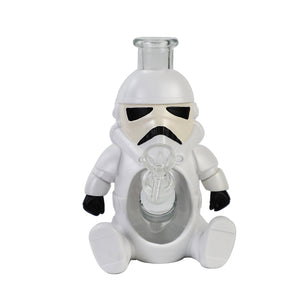Glass Water Pipe - White Troop (7")