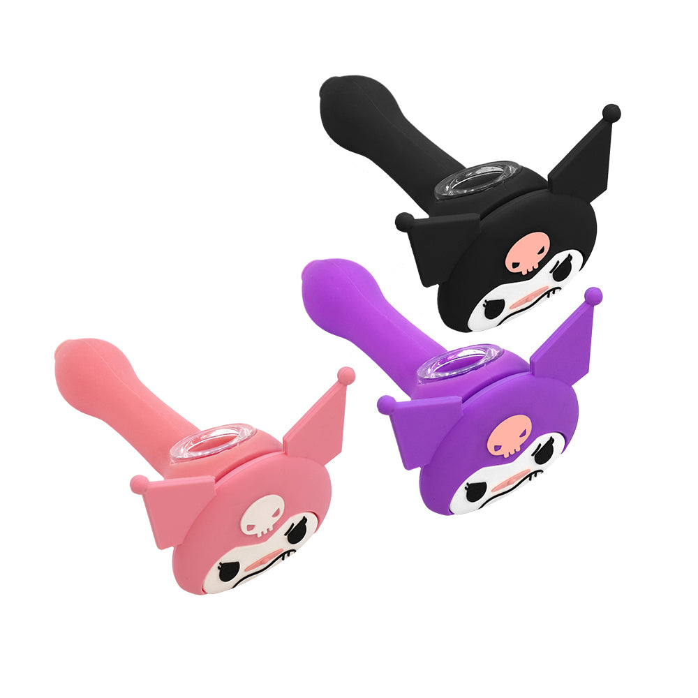 Silicone Hand Pipe - Evil Kitty (4.5")