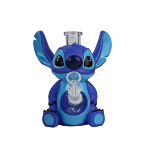 Glass Water Pipe - Blue Alien (7")