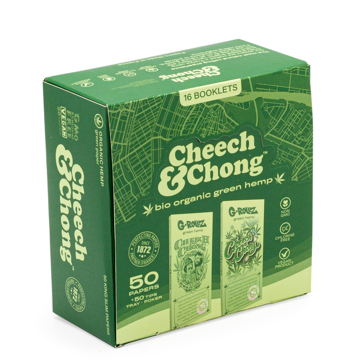 G Rollz Cheech and Chong Papers - Bio Organic Green Hemp (King Slim Size)