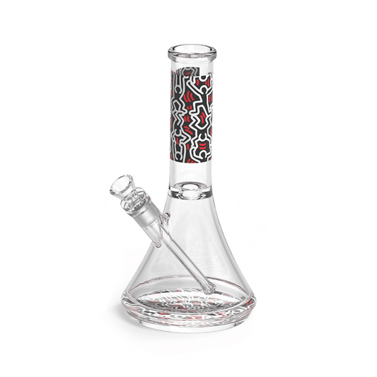 K. Haring Collection - Glass Water Pipe (Red/White/Black)