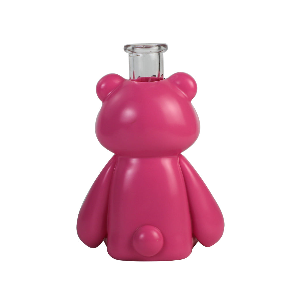 Glass Water Pipe - Pink Bear (7")