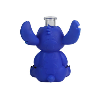 Glass Water Pipe - Blue Alien (7")