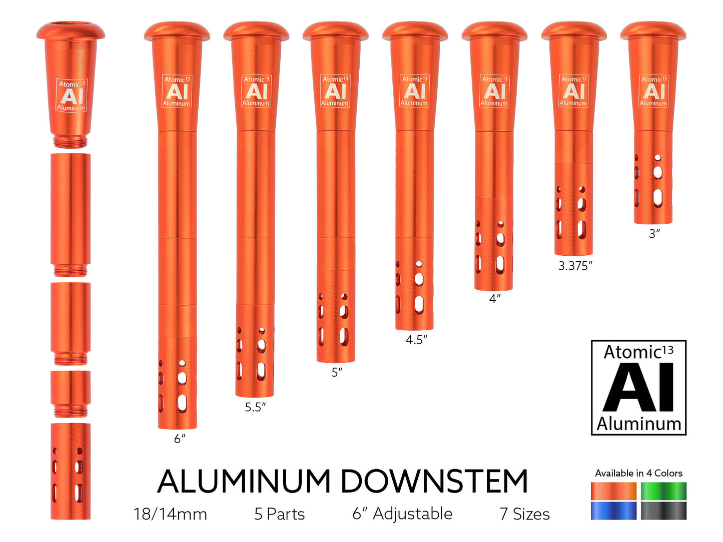 Atomic 13 Aluminum Downstem (4 Colors)