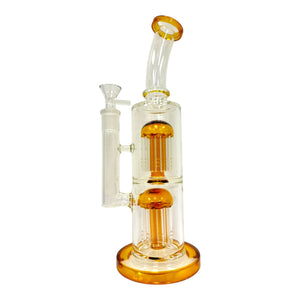 Glass Water Pipe - Double Colored Jelly Perc (12")