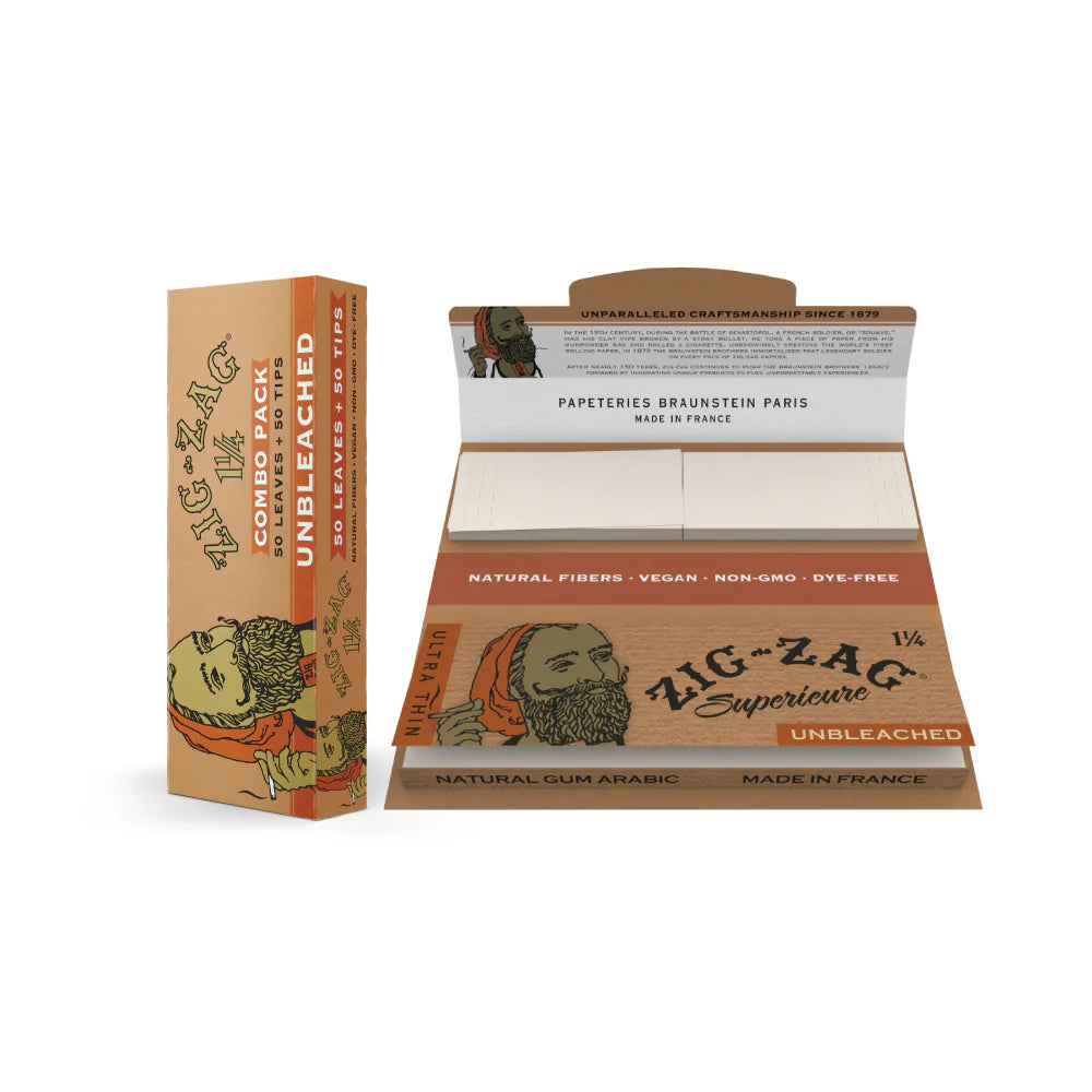 Zig Zag Combo Pack - 1 1/4 Papers Unbleached Carton (24 Pack)