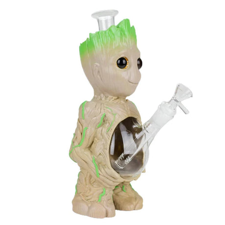 Toy figure resembling a character with green hair and a glass pipe on a white background