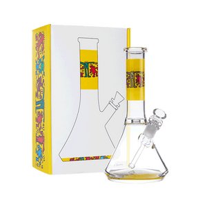 K. Haring Collection - Glass Water Pipe (Yellow/Multi)