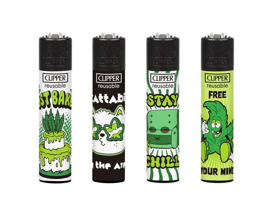 Clipper Lighters - Weedy Statements (48pcs w/ 5 Free Lighters)