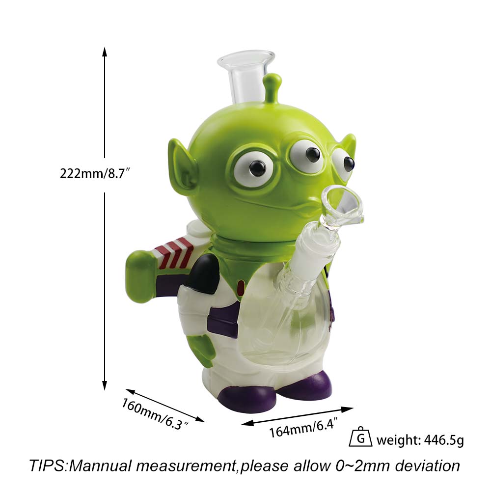 Glass Water Pipe - Alien Cadet (9")