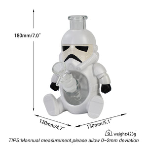 Glass Water Pipe - White Troop (7")
