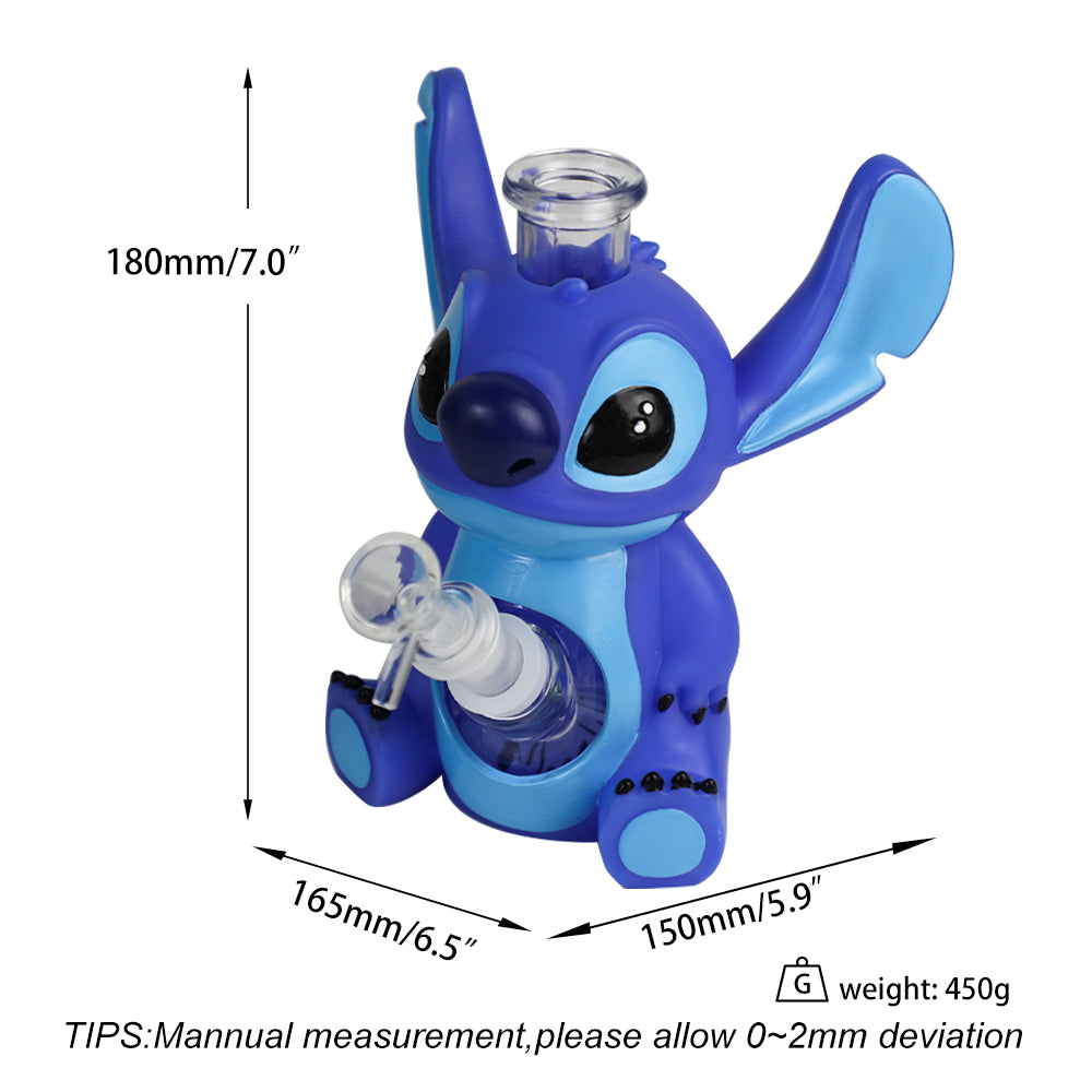 Glass Water Pipe - Blue Alien (7")