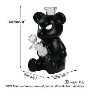 Glass Water Pipe - Black Bear (7")