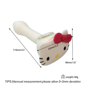 Silicone Hand Pipe - White Mini Kitty (4.5")